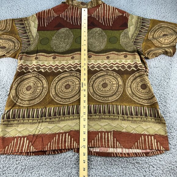 Kaktus Plus Shirt Womens 2X Linen Blend Polynesian Pattern Print Collared Button - Picture 7 of 9